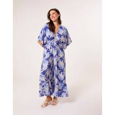 Jumpsuits & Overalls on sale Blue Vanilla Printed Leaf Wide Leg Jumpsuit -