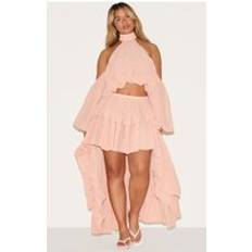 Orange - Short Skirts PrettyLittleThing Shape Peach Chiffon High Tiered Maxi Skirt - Orange