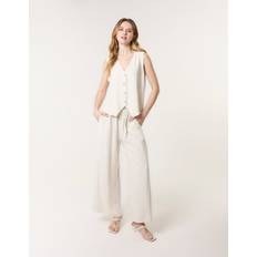 Linen Suits Blue Vanilla Womens Stone Waistcoat and Trouser Set - Beige