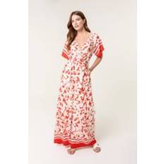 Orange Jumpsuits & Overalls Blue Vanilla Tropical Print Wrap Belted Waist Jumpsuit - Orange