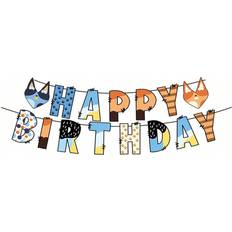 Shein pcsBag Cartoon Ear Shaped Happy Birthday Letter Pull Flag Decorative Party Supplies For Blue Orange Theme Scene
