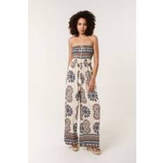 Blue - Viscose Jumpsuits & Overalls Blue Vanilla Strapless Elasticated Printed Jumpsuit - Navy