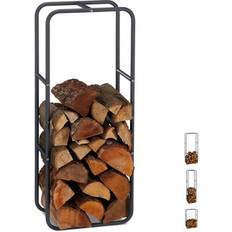 Caminetti Relaxdays Kaminholzregal Feuerholzablage Holzscheiteregal Grau