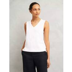 Linen Tank Tops Hobbs London Lilla Slub Tank Top - White