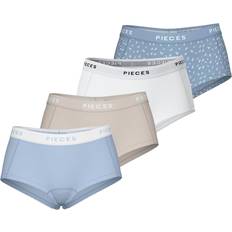 Pieces Underbukser Pieces Pclogo 4-pak Boxershorts - Beige/Blø/Hvid