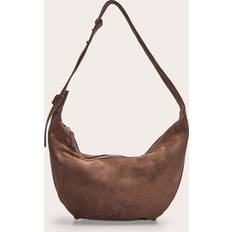 Suede - Women Crossbody Bags PrettyLittleThing Faux Suede Slouchy Crescent Cross Body Bag - Chocolate