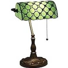 Tiffany Bankir Lampa Stil Bord Barock Art Deco Skrivbord i Färgat Glas med Strömbrytare Bordslampa