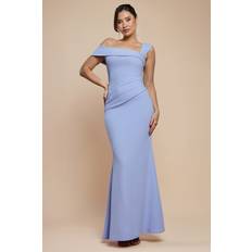 Purple Dresses Goddiva Off The Shoulder Pleated Waist Maxi Dress - Lilac