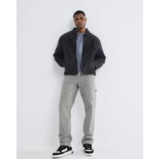 Grey Jeans River Island Straight Leg Carpenter Jeans - Grey