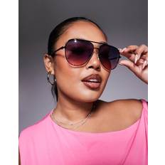 Quay Australia High Key Metal Aviator Sunglasses - Black/Orange Gradient