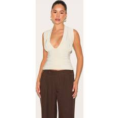 Bruna - Unisex Linnen PrettyLittleThing Butter Yellow Matte Slinky Ruched Detail Sleeveless Top