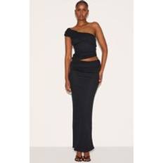 PrettyLittleThing Black Onion Skin Low Waist Maxi Skirt