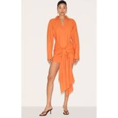 PrettyLittleThing Burnt Orange Wrap Detail Shirt Dress - Orange