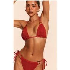 Orange Bikini Tops PrettyLittleThing Rust Crinkle O Ring Triangle Bikini Top - Orange