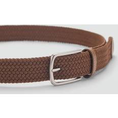 Men - Stretch Belts Mango Braided Elastic Belt - Medium Brown