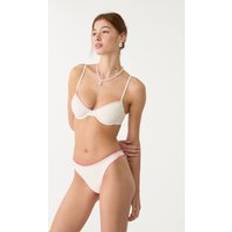 Pink Bikini Tops Stradivarius Embroidered Balconette Bikini Top - White/Pink