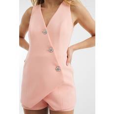 Pink Jumpsuits & Overalls River Island Asymmetric Waistcoat Hybrid Playsuit - Pink