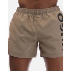 Beige Swimming Trunks HUGO Abas Logo Print Swim Shorts - Light Brown