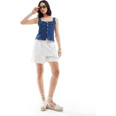 New Look Women's Stripe Linen Blend Shorts - White
