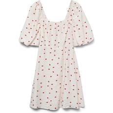 Vero Moda Hvid Kjoler Vero Moda Vmodette 2/4 Short Dress - Snow White