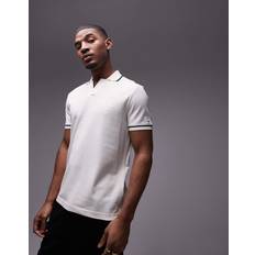 Tommy Hilfiger Natural Polo Shirts Tommy Hilfiger Open Collar Tipped Polo Shirt - Off White