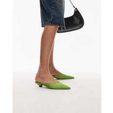 Topshop Dakota Court Kitten Heel Shoe - Green Satin