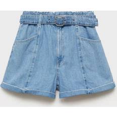 Mango Dam Shorts Mango Delia Belted Denim Shorts - Light Blue