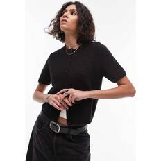 Arket Cardigans Arket Soft Touch Fluffy Cardigan With Short Sleeves - Black