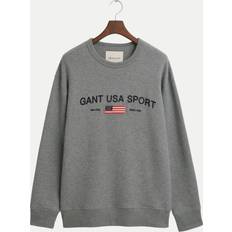 Gant Gråa Tröjor Gant Graphic C-Neck Sweater - Grå