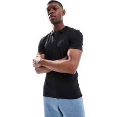 New Look Polo Shirts New Look Muscle Fit Plain Polo - Black
