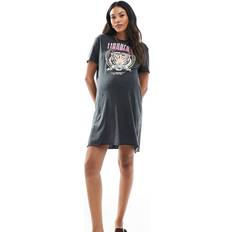 Olmlucy Kort Kjole Mørkegrå T-shirt-minikjole Med Tigerprint