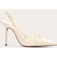 Yellow Heels & Pumps PrettyLittleThing Pu Point Toe Ruched Sling Back High Stiletto Heeled Courts - Yellow