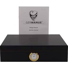Rökningstillbehör Germanus Humidor Ornoir Med Luftfuktare Och Hygrometer Svart Guld