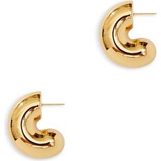 Aqua 24K Yellow Gold Plated Sterling Silver Half Hoop Earrings - Yellow Gold