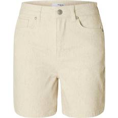 Linne - Unisex Shorts Selected Hög Midja Jeansshorts - Vit