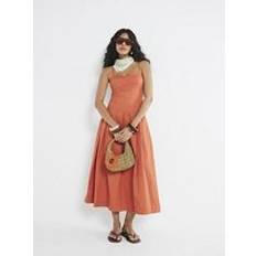 Brown - Women Dresses River Island Sleeveless Strappy Corset Midi Dress - Red