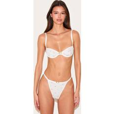 S Lingerie Sets PrettyLittleThing Ribbed Jersey Floral Underwired Lingerie Set - White