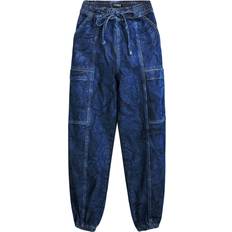 Desigual Lace-Up Jeans Med Sidofickor - Blue
