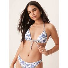 Abercrombie & Fitch Bikini Tops Abercrombie & Fitch Tie Front Triangle Bikini Top Co-Ord Blue Floral Print