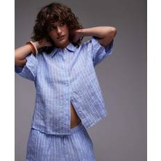 Arket Shirts Arket Short Sleeve Linen Shirt - Blue Stripes