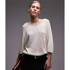 Arket Jumpers Arket Pure Cotton Loose Knit Sweater with 3/4 Sleeves - Off-White