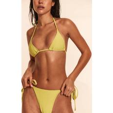 Ribbed Bikinis PrettyLittleThing Lime Ribbed Triangle Bikini Top - Green