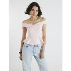 River Island XS Blouses River Island Double Breasted Bardot Top - Pink