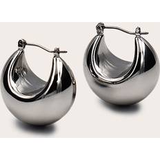 PrettyLittleThing Silver Chubby Huggie Hoop Earrings - Grey