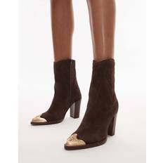 Bronx New-Americana Heeled Western Ankle Boots - Chocolate