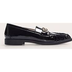 Low Shoes PrettyLittleThing Black Patent Loafer With Gold Buckle Detail - Black