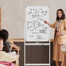 Cwy Dubbelsidig Mobil Whiteboard Med Pennfack 60 x 90 cm Vit