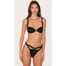 Solid Colours Lingerie Sets PrettyLittleThing Ribbed Frill Underwired Lingerie Set - Black