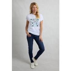 Weird Fish Run Cotton Front Print Graphic T-Shirt - White