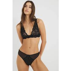 River Island Lace Bralette And Thong Lingerie Set - Black
